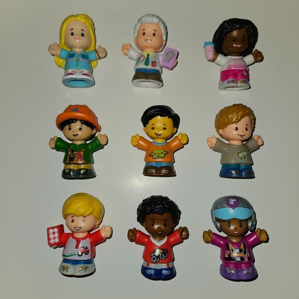 9 Fisher Price Little People Figure Lot Doctor Nathan Barbie Koby Eddie Chris